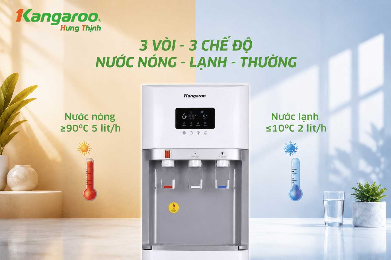 3 vòi- 3 chế độ nước nóng - lạnh - thường